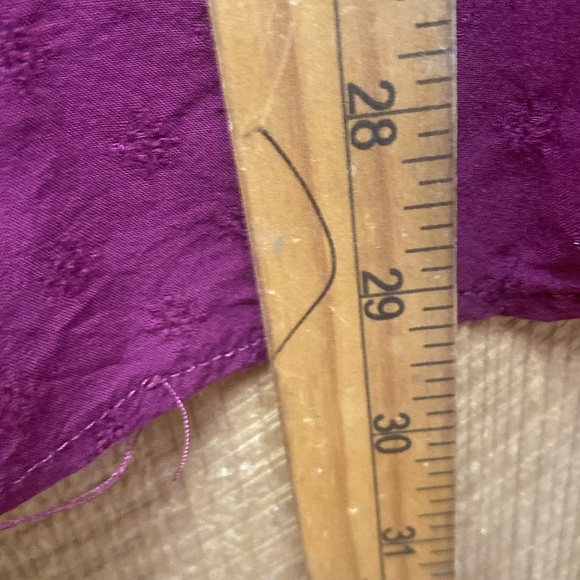 Maurices Burgundy Lace Yoke Long Sleeve Peasant Blouse Size 2 - Picture 8 of 9